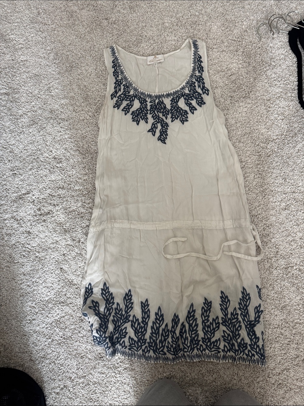 Light Blue Embroidered Sleeveless Tunic Dress
